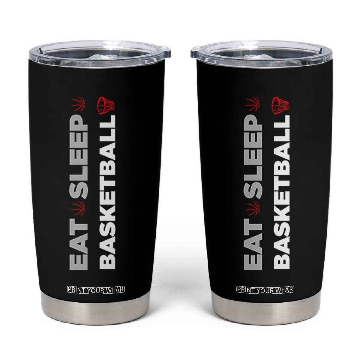 Basketball Player Tumbler Cup Basketballer Coach Sports Team Gift Eat Sleep Basketball TB10 Black Print Your Wear