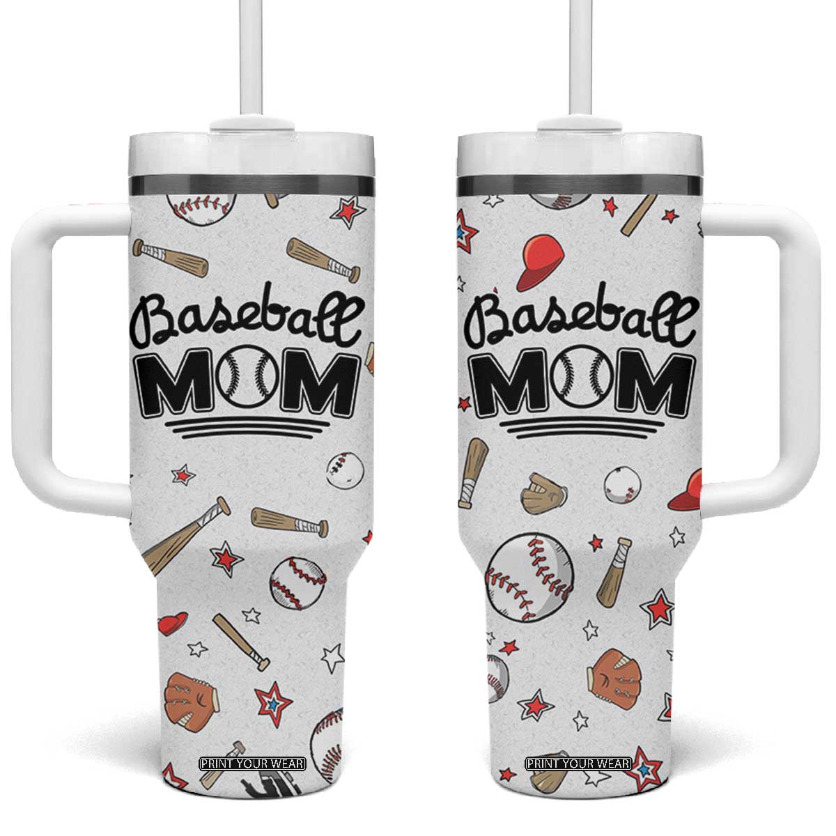 Baseball Mom Tumbler With Handle Mothers Day Birthday Gifts from Daughter Son TB10 One Size: 40 oz Beige Print Your Wear