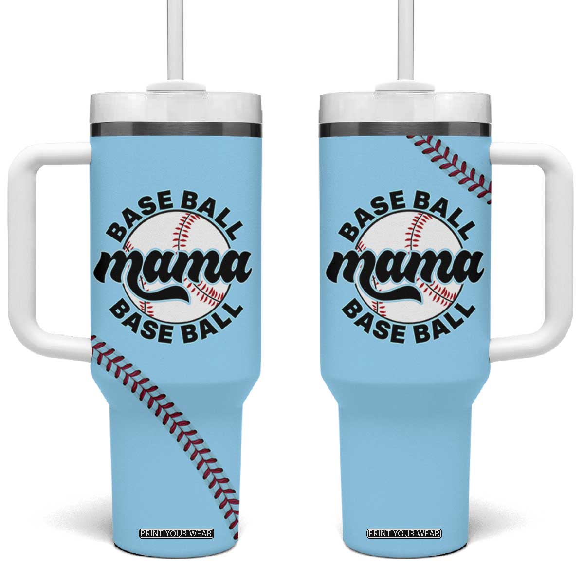 Baseball Mama Tumbler With Handle Mothers Day Birthday Gifts from Daughter Son TB10 One Size: 40 oz Blue Print Your Wear