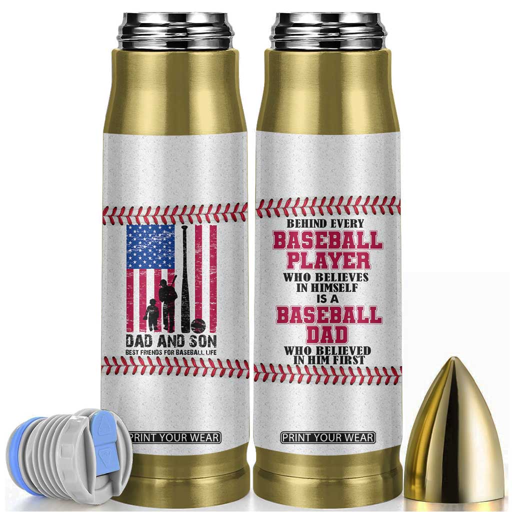 Baseball Dad Bullet Tumbler Funny Father's Day Gift For Dad From Son US Flag TB10 White Print Your Wear