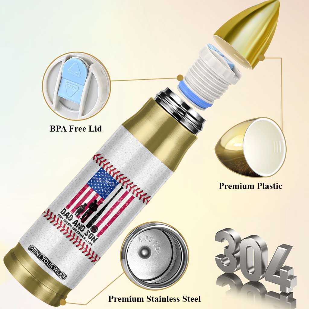 Baseball Dad Bullet Tumbler Funny Father's Day Gift For Dad From Son US Flag TB10 Print Your Wear