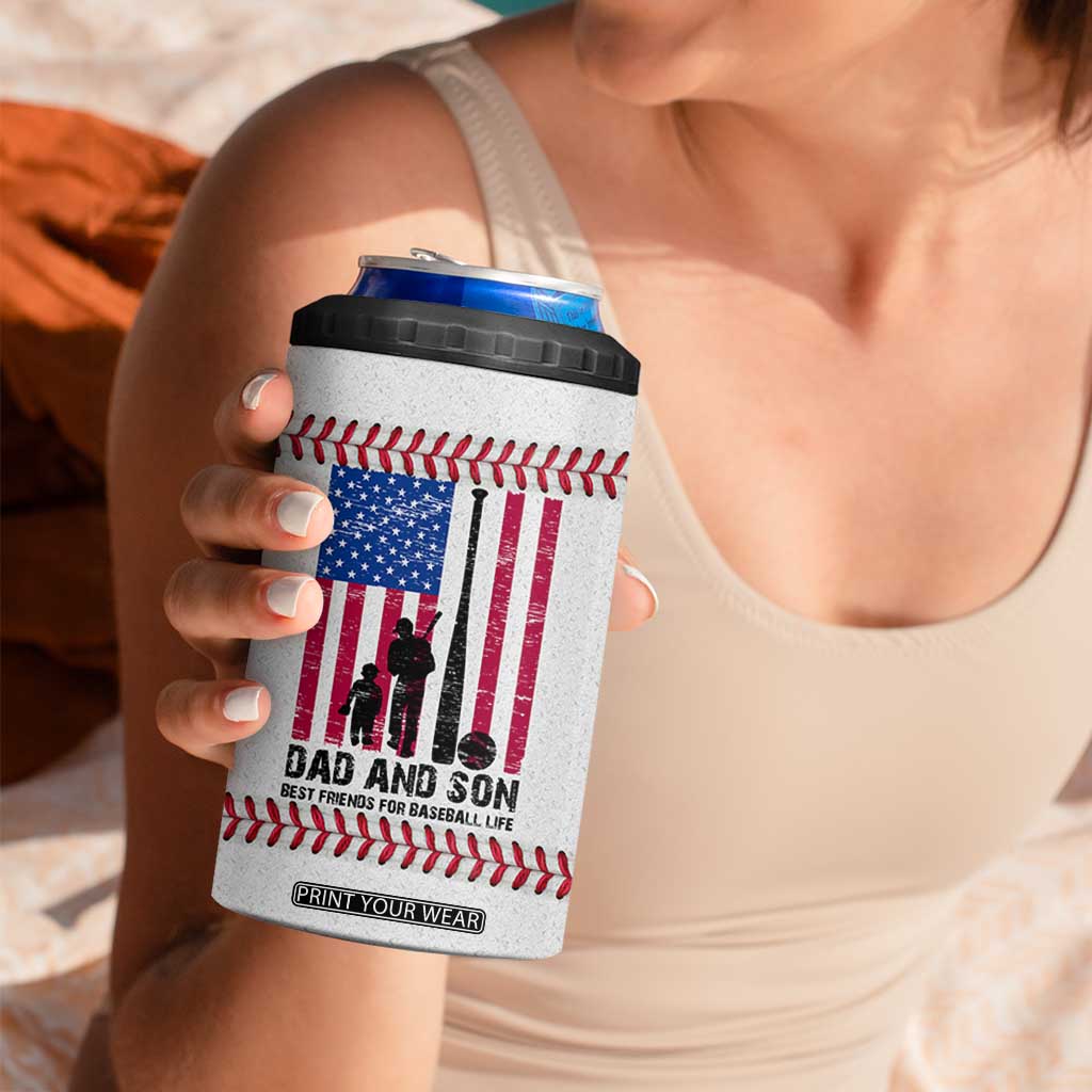 Baseball Dad 4 in 1 Can Cooler Tumbler Funny Father's Day Gift For Dad From Son US Flag TB10 Print Your Wear