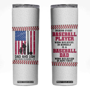 Baseball Dad Skinny Tumbler Funny Father's Day Gift For Dad From Son US Flag TB10 White Print Your Wear
