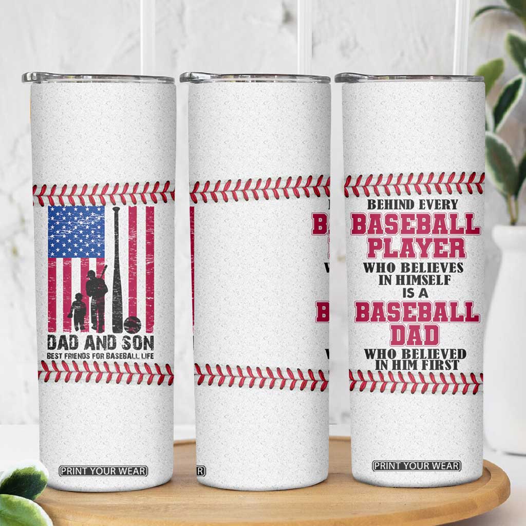 Baseball Dad Skinny Tumbler Funny Father's Day Gift For Dad From Son US Flag TB10 Print Your Wear
