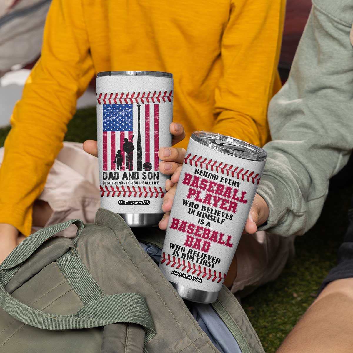 Baseball Dad Tumbler Cup Funny Father's Day Gift For Dad From Son US Flag TB10 Print Your Wear