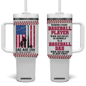 Baseball Dad Tumbler With Handle Funny Father's Day Gift For Dad From Son US Flag TB10 One Size: 40 oz White Print Your Wear