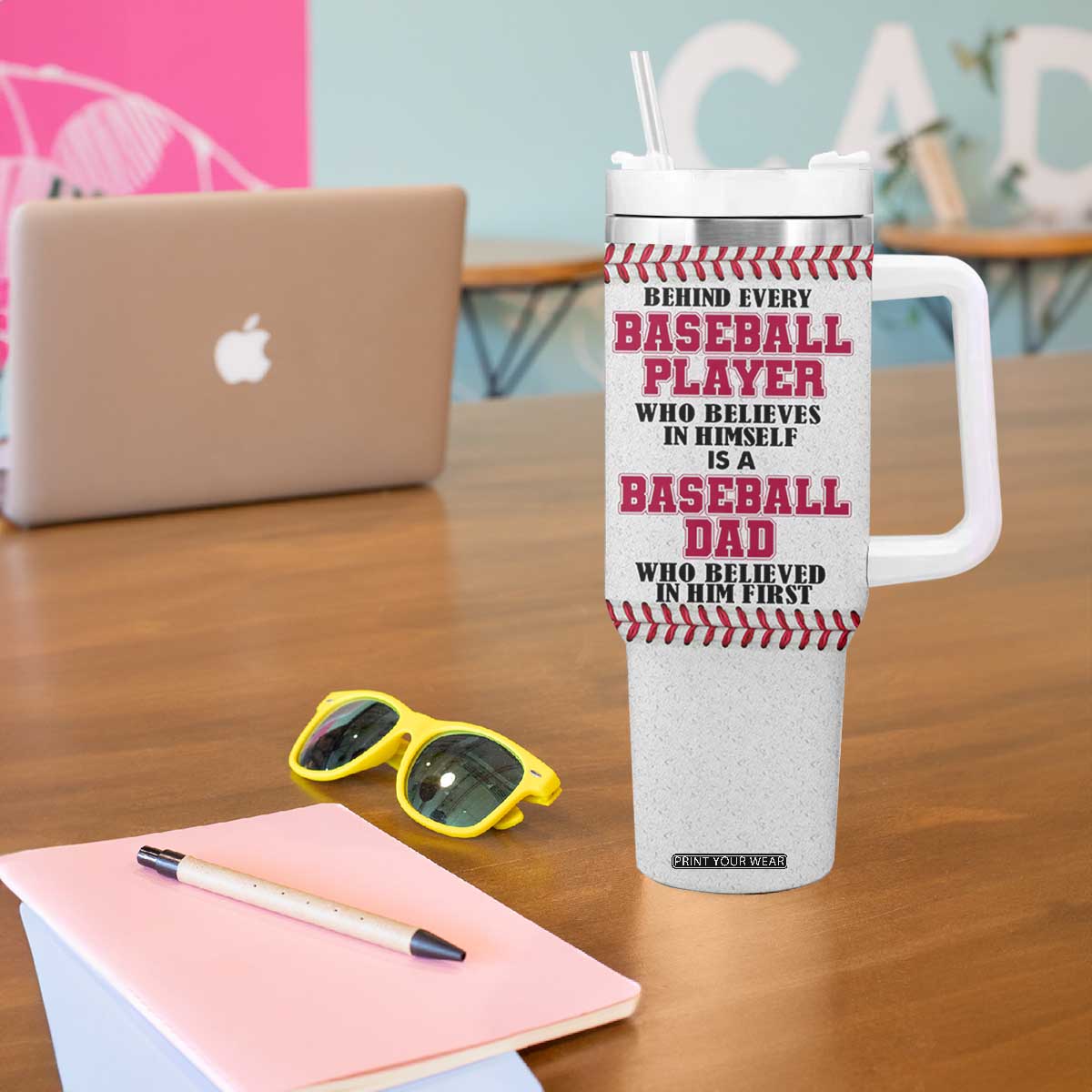 Baseball Dad Tumbler With Handle Funny Father's Day Gift For Dad From Son US Flag TB10 Print Your Wear