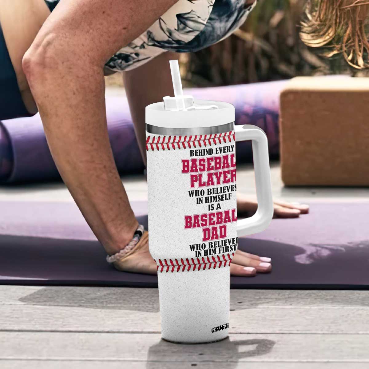 Baseball Dad Tumbler With Handle Funny Father's Day Gift For Dad From Son US Flag TB10 Print Your Wear
