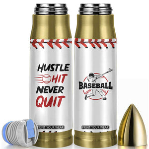 Baseball Bullet Tumbler Never Quit Funny Baseball Player Fan Coach Catcher Pitcher TB10 White Print Your Wear