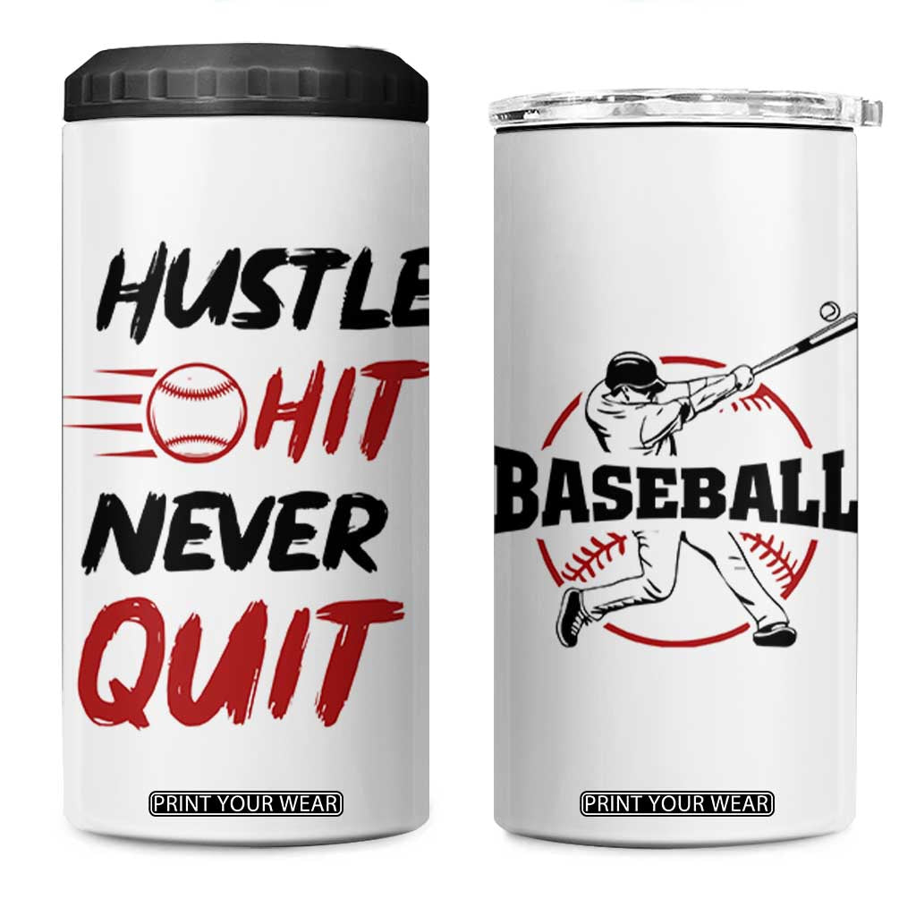 Baseball 4 in 1 Can Cooler Tumbler Never Quit Funny Baseball Player Fan Coach Catcher Pitcher TB10 One Size: 16 oz White Print Your Wear