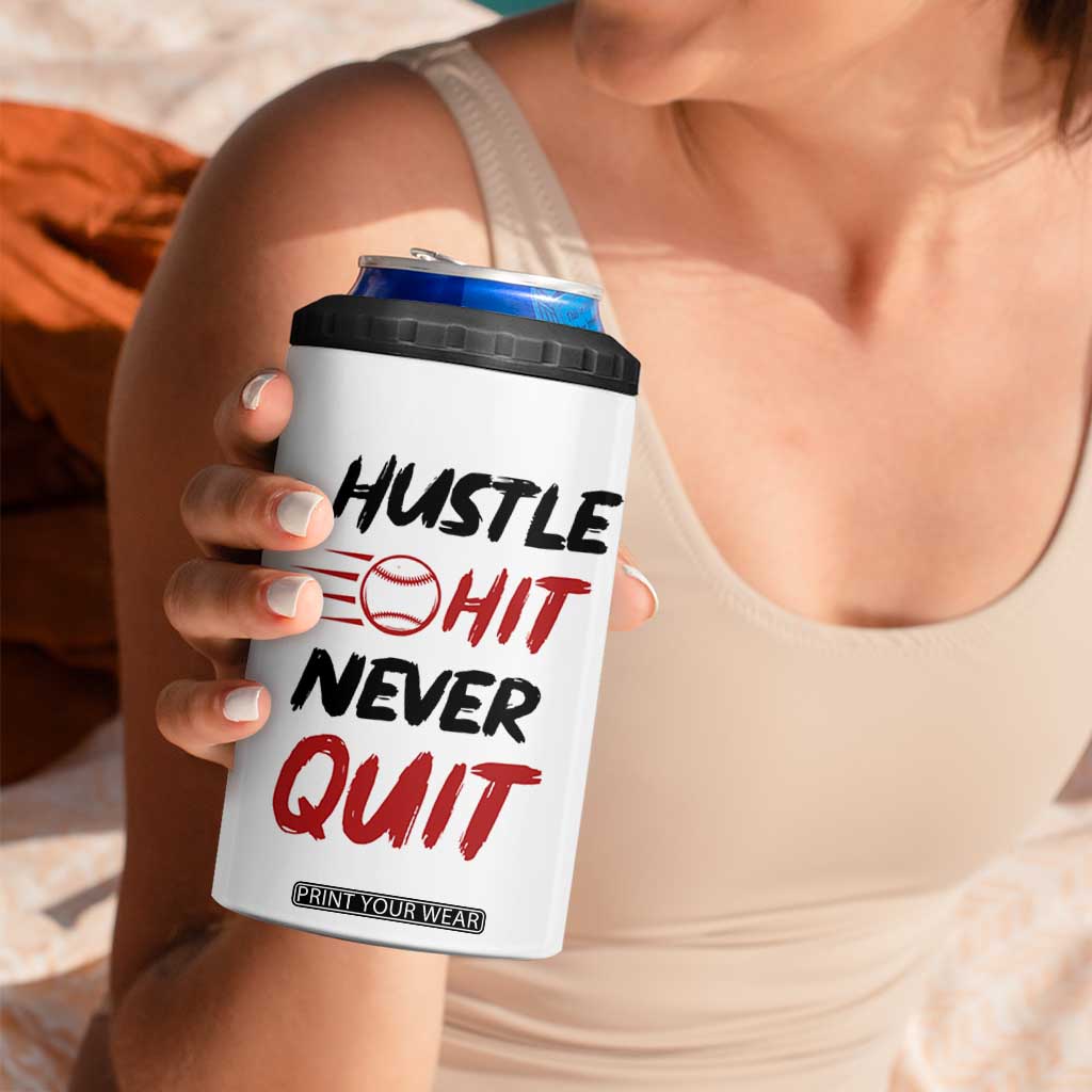 Baseball 4 in 1 Can Cooler Tumbler Never Quit Funny Baseball Player Fan Coach Catcher Pitcher TB10 Print Your Wear