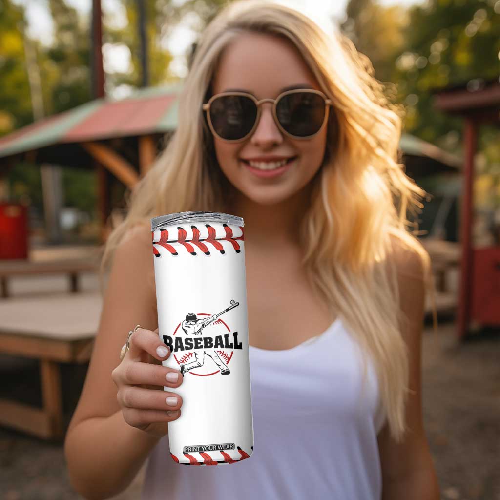 Baseball Skinny Tumbler Never Quit Funny Baseball Player Fan Coach Catcher Pitcher TB10 Print Your Wear
