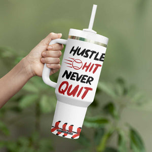 Baseball Tumbler With Handle Never Quit Funny Baseball Player Fan Coach Catcher Pitcher TB10 Print Your Wear