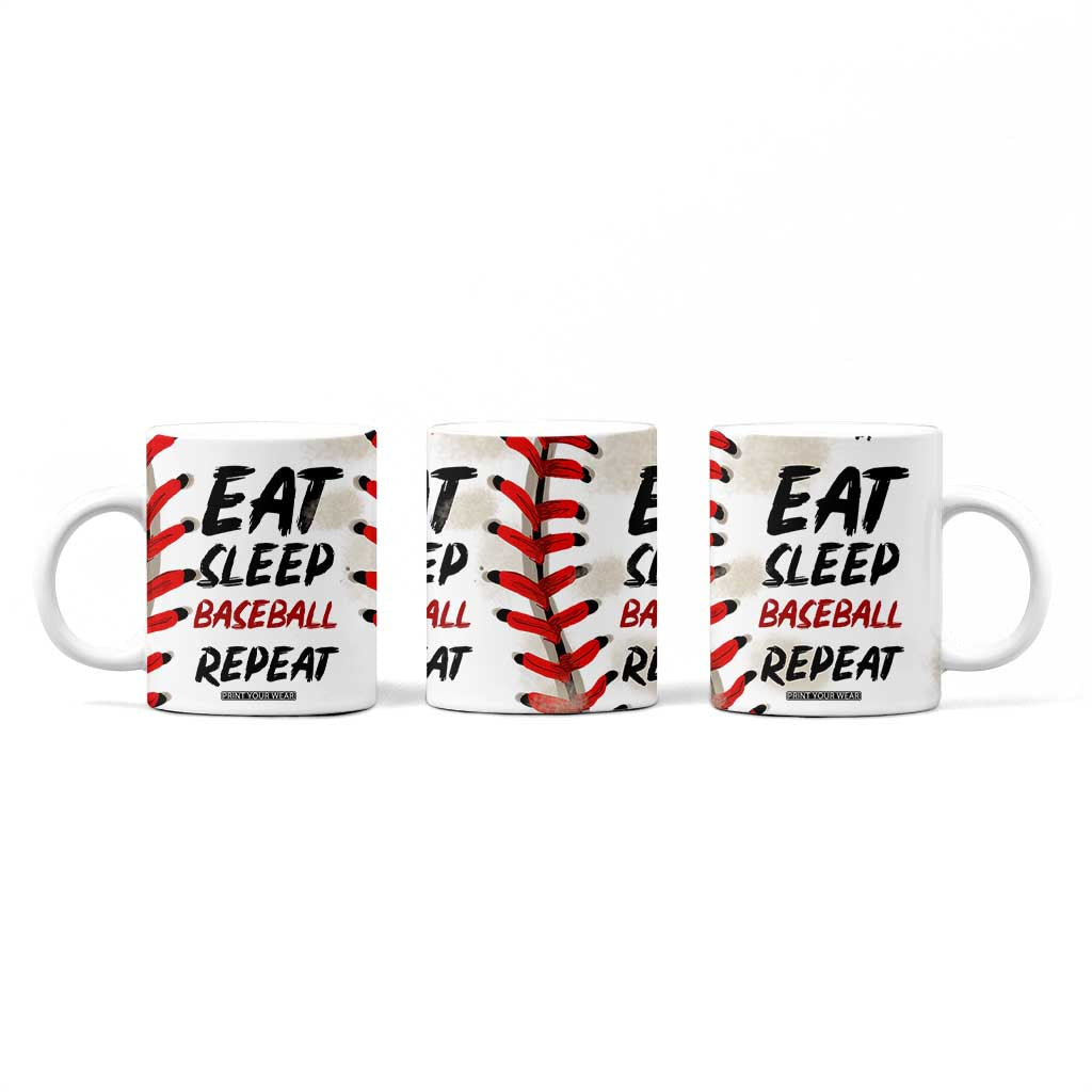 Funny Baseball Coffee Mug Eat Sleep Baseball Repeat Catcher Pitcher TB10 Print Your Wear
