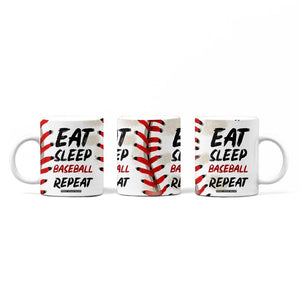 Funny Baseball Coffee Mug Eat Sleep Baseball Repeat Catcher Pitcher TB10 Print Your Wear