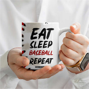 Funny Baseball Coffee Mug Eat Sleep Baseball Repeat Catcher Pitcher TB10 Print Your Wear