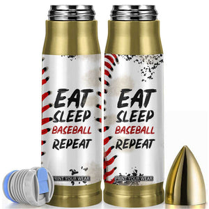 Funny Baseball Bullet Tumbler Eat Sleep Baseball Repeat Catcher Pitcher TB10 Beige Print Your Wear