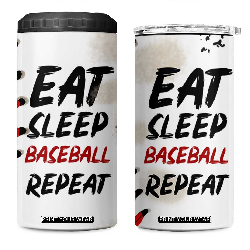 Funny Baseball 4 in 1 Can Cooler Tumbler Eat Sleep Baseball Repeat Catcher Pitcher TB10 One Size: 16 oz Beige Print Your Wear