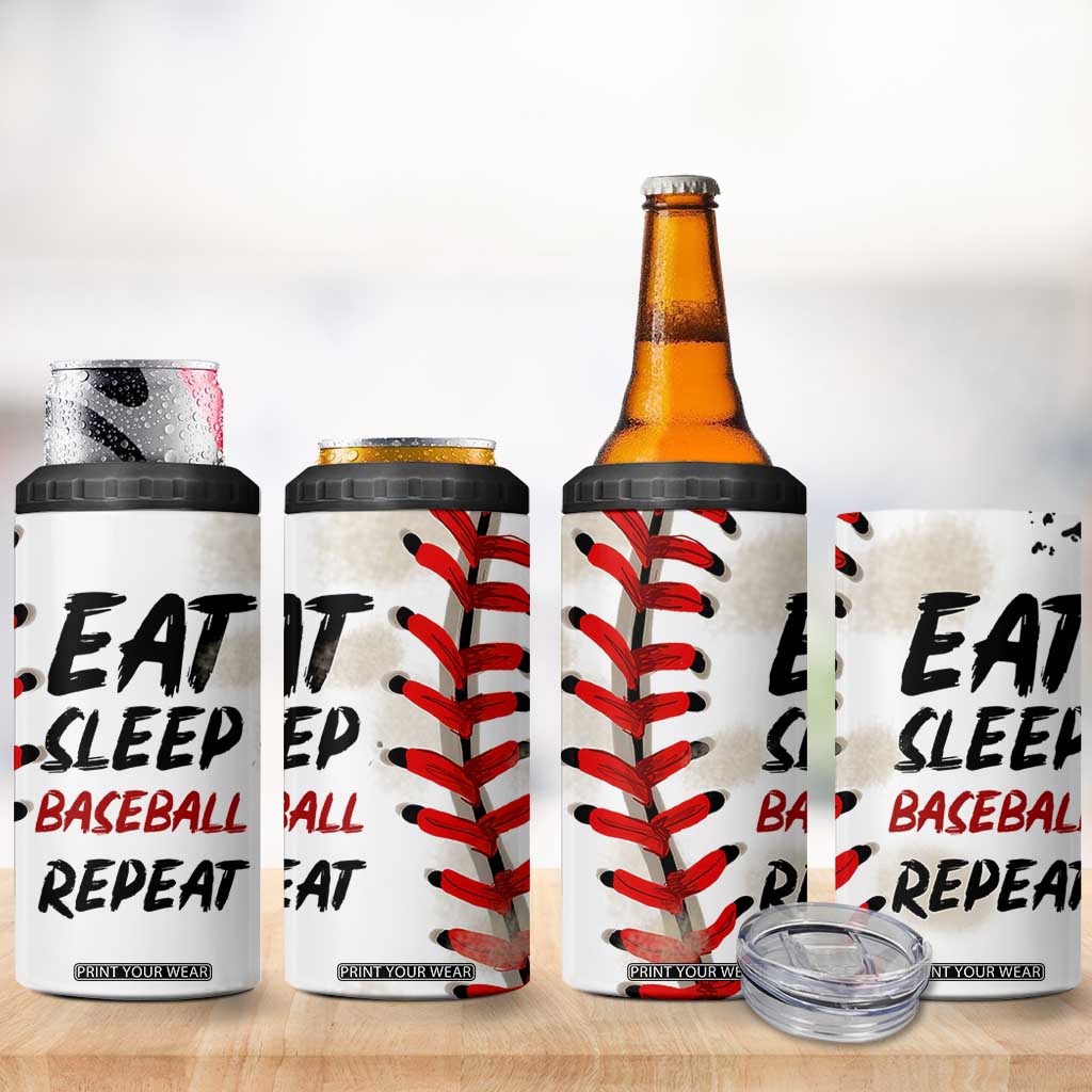 Funny Baseball 4 in 1 Can Cooler Tumbler Eat Sleep Baseball Repeat Catcher Pitcher TB10 Print Your Wear