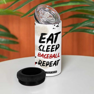 Funny Baseball 4 in 1 Can Cooler Tumbler Eat Sleep Baseball Repeat Catcher Pitcher TB10 Print Your Wear