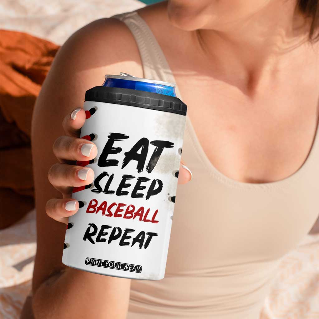 Funny Baseball 4 in 1 Can Cooler Tumbler Eat Sleep Baseball Repeat Catcher Pitcher TB10 Print Your Wear