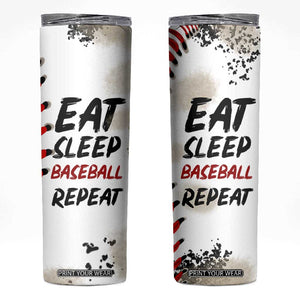 Funny Baseball Skinny Tumbler Eat Sleep Baseball Repeat Catcher Pitcher TB10 Beige Print Your Wear