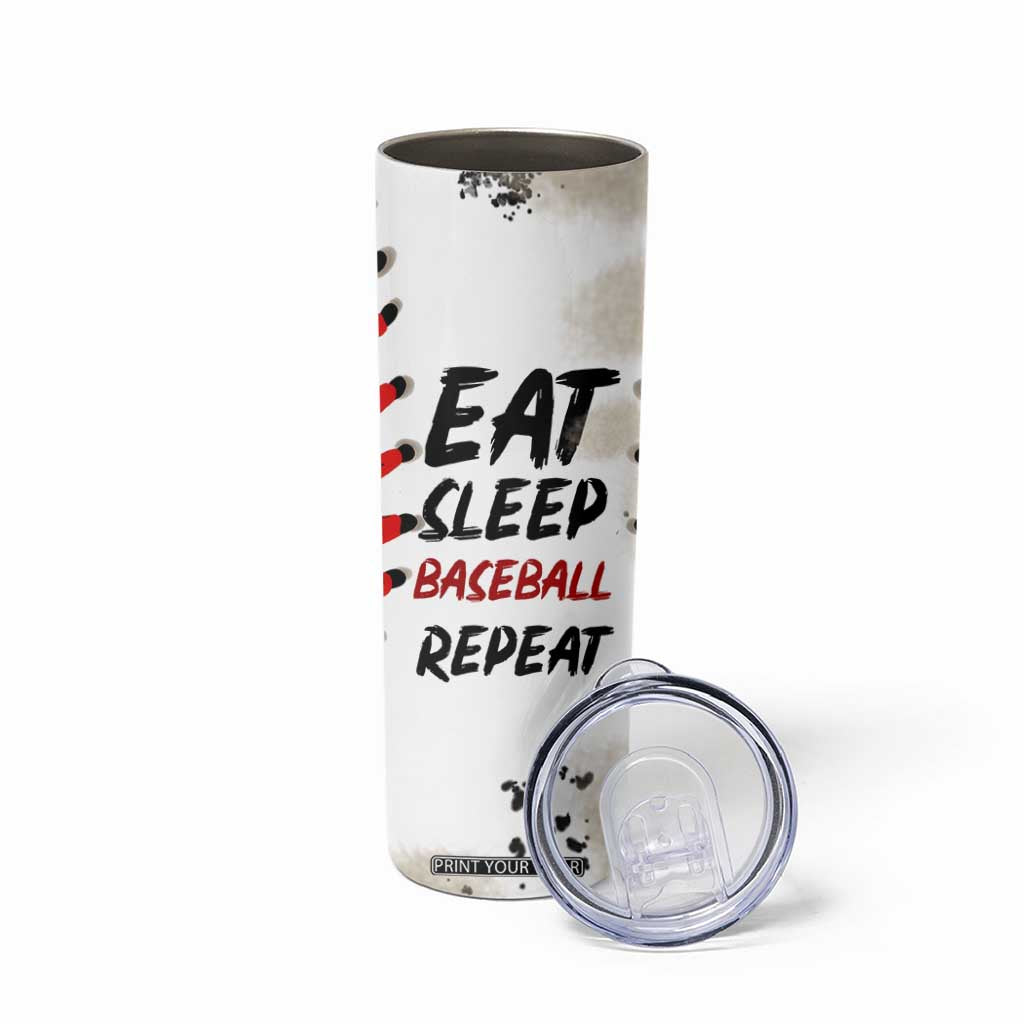 Funny Baseball Skinny Tumbler Eat Sleep Baseball Repeat Catcher Pitcher TB10 Print Your Wear