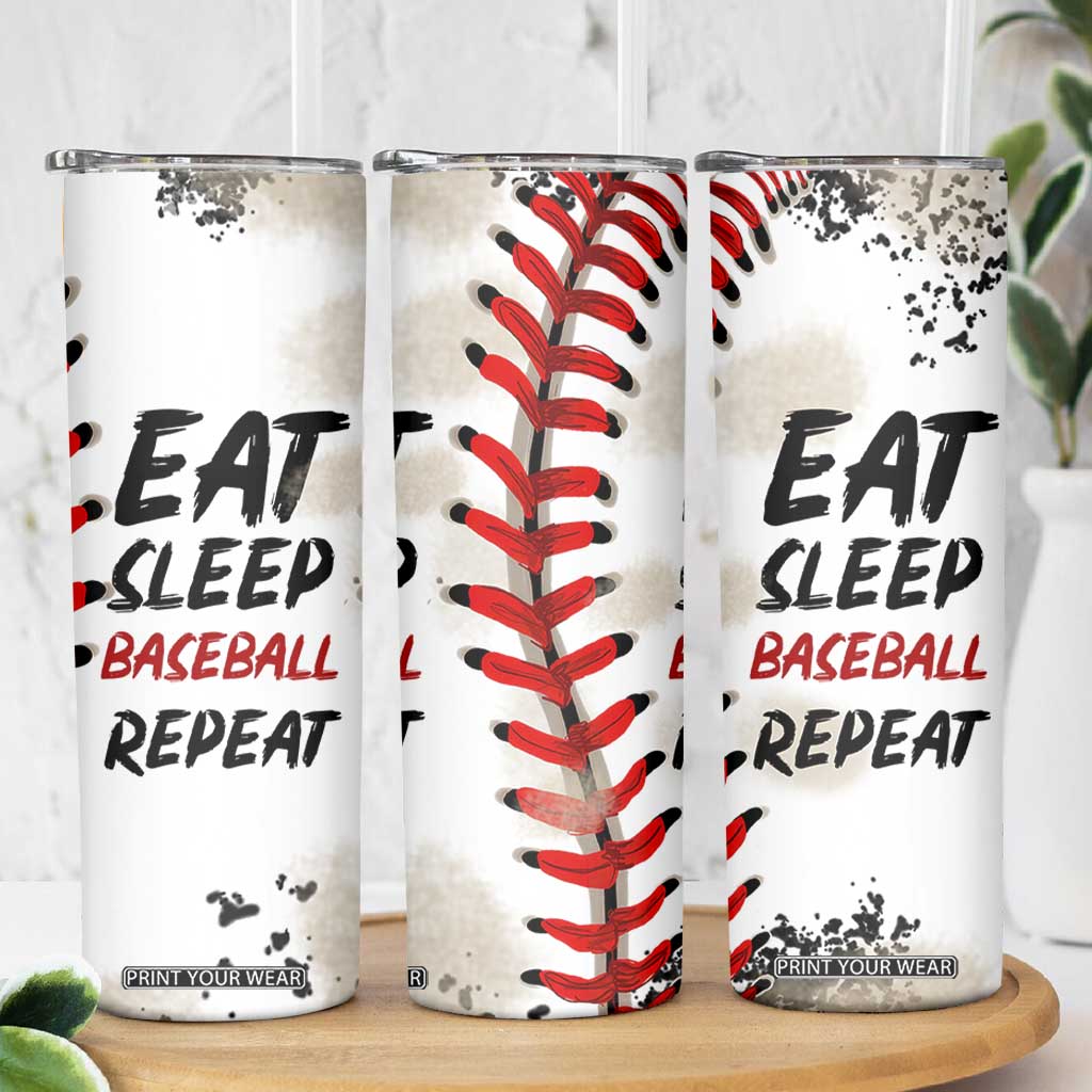 Funny Baseball Skinny Tumbler Eat Sleep Baseball Repeat Catcher Pitcher TB10 Print Your Wear
