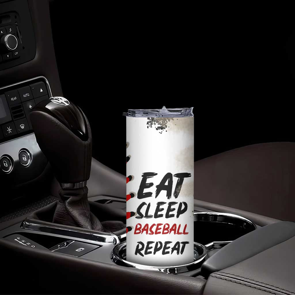 Funny Baseball Skinny Tumbler Eat Sleep Baseball Repeat Catcher Pitcher TB10 Print Your Wear