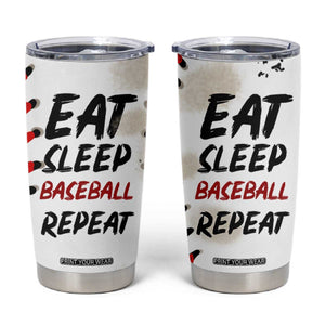 Funny Baseball Tumbler Cup Eat Sleep Baseball Repeat Catcher Pitcher TB10 Beige Print Your Wear