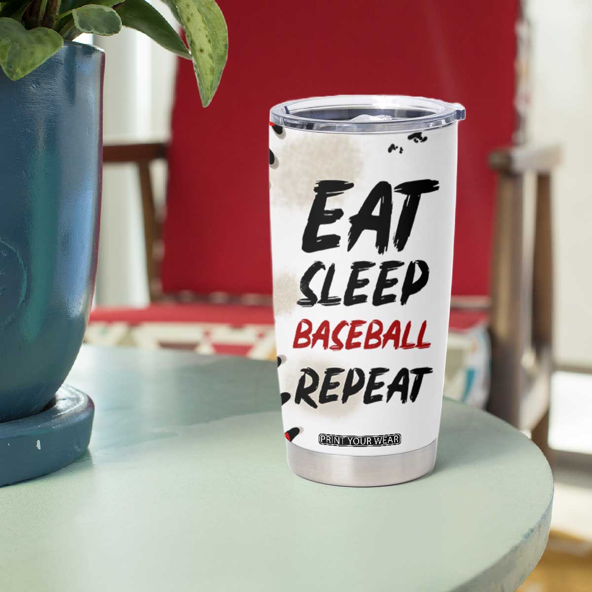 Funny Baseball Tumbler Cup Eat Sleep Baseball Repeat Catcher Pitcher TB10 Print Your Wear
