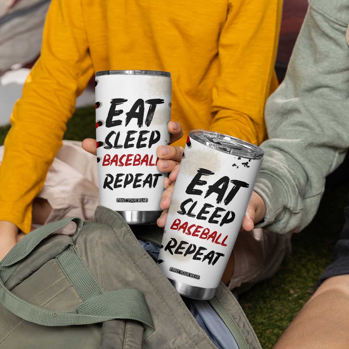 Funny Baseball Tumbler Cup Eat Sleep Baseball Repeat Catcher Pitcher TB10 Print Your Wear