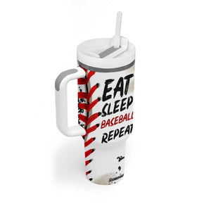 Funny Baseball Tumbler With Handle Eat Sleep Baseball Repeat Catcher Pitcher TB10 Print Your Wear