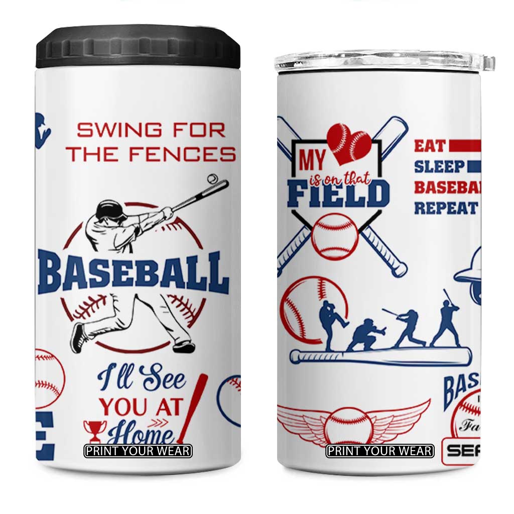 Baseball Players 4 in 1 Can Cooler Tumbler Sports Lovers Coaches Gifts TB10 One Size: 16 oz White Print Your Wear