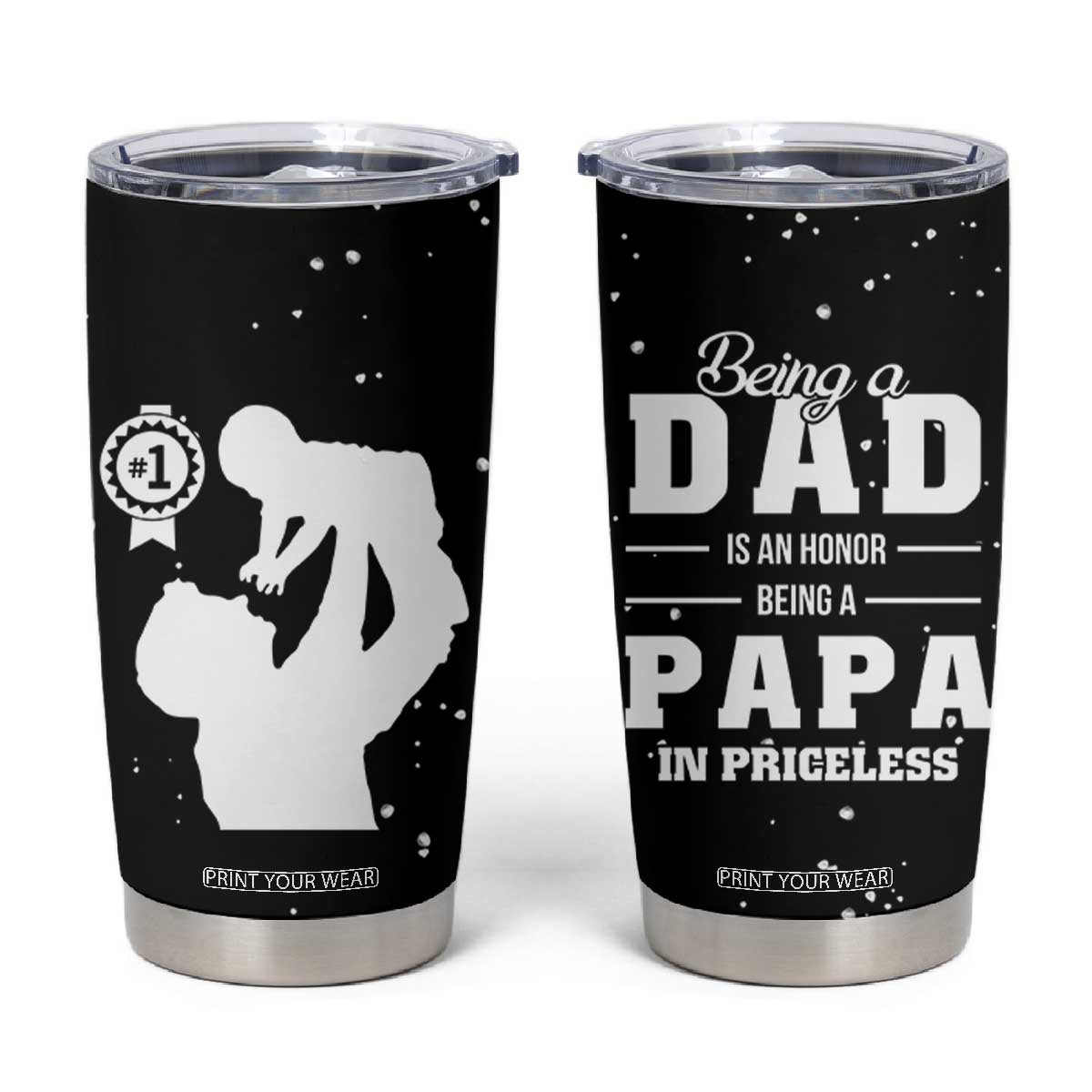 Father's Day Gift For Grandpa Tumbler Cup Being A Dad is an Honor Being A Papa is Priceless TB10 Black Print Your Wear