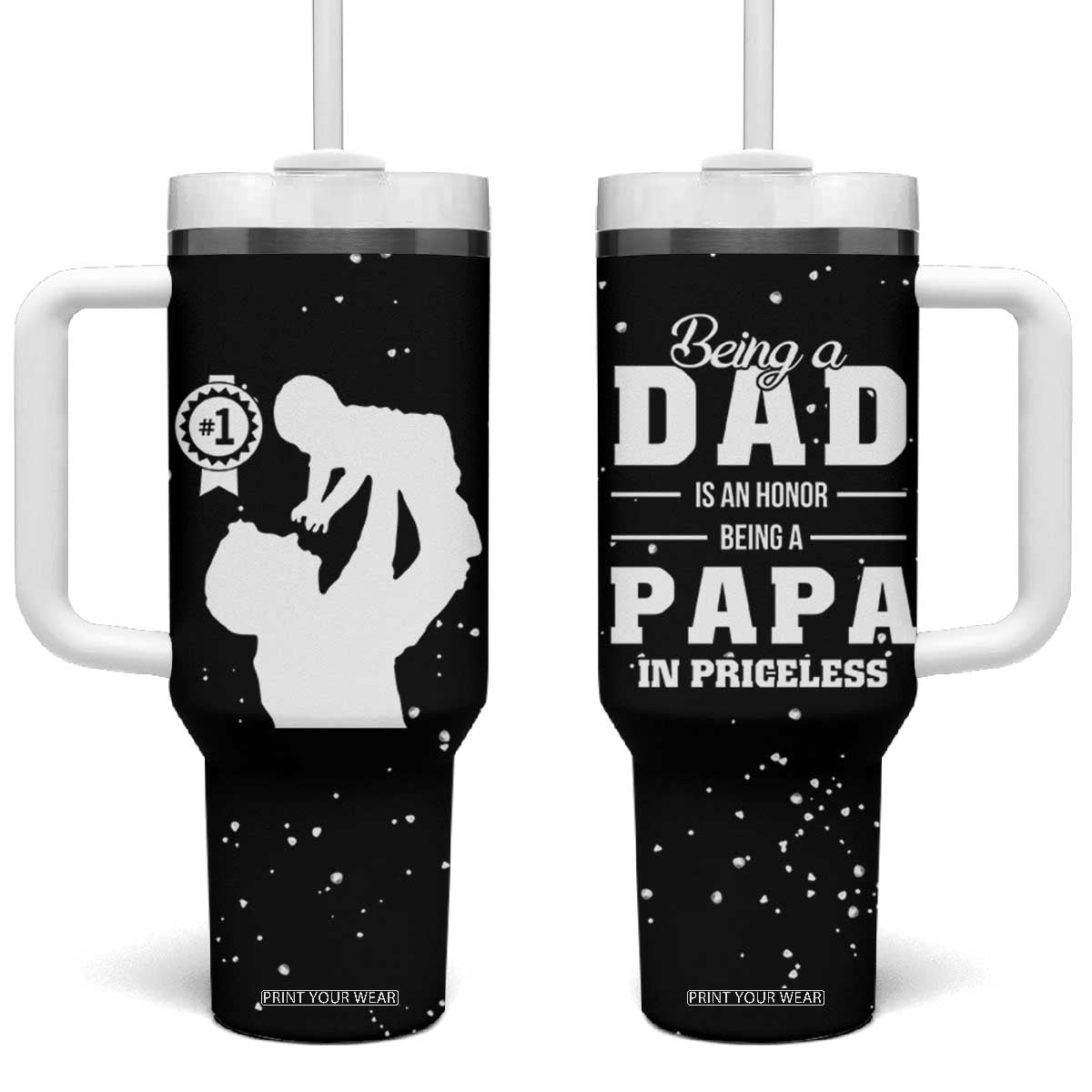 Father's Day Gift For Grandpa Tumbler With Handle Being A Dad is an Honor Being A Papa is Priceless TB10 One Size: 40 oz Black Print Your Wear