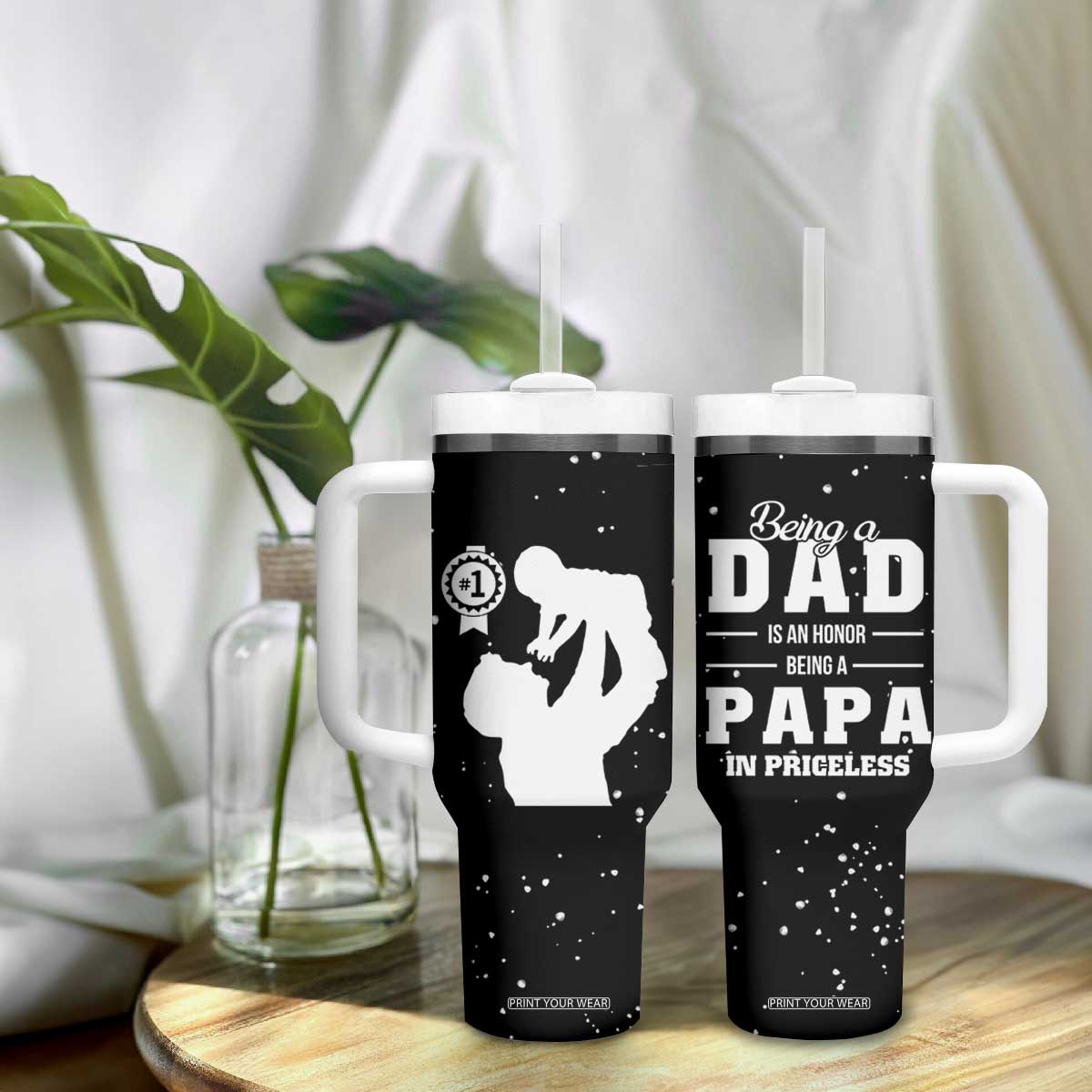 Father's Day Gift For Grandpa Tumbler With Handle Being A Dad is an Honor Being A Papa is Priceless TB10 Print Your Wear