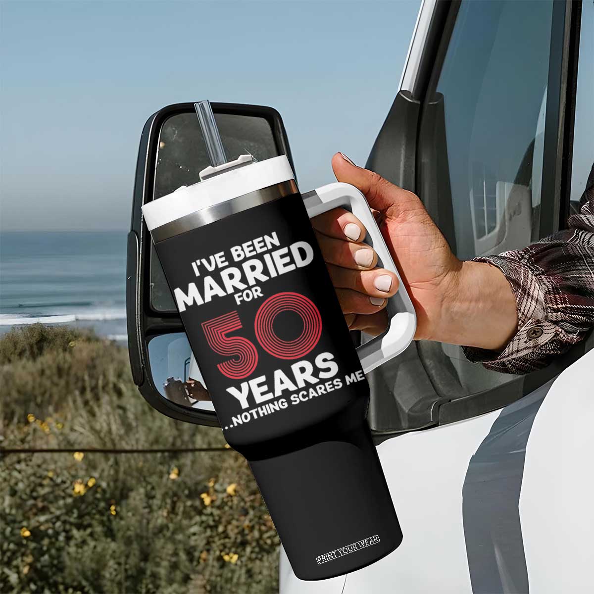Couples 50 Years Married Tumbler With Handle Funny 50th Wedding Anniversary Gifts For Him Her TB10 Print Your Wear