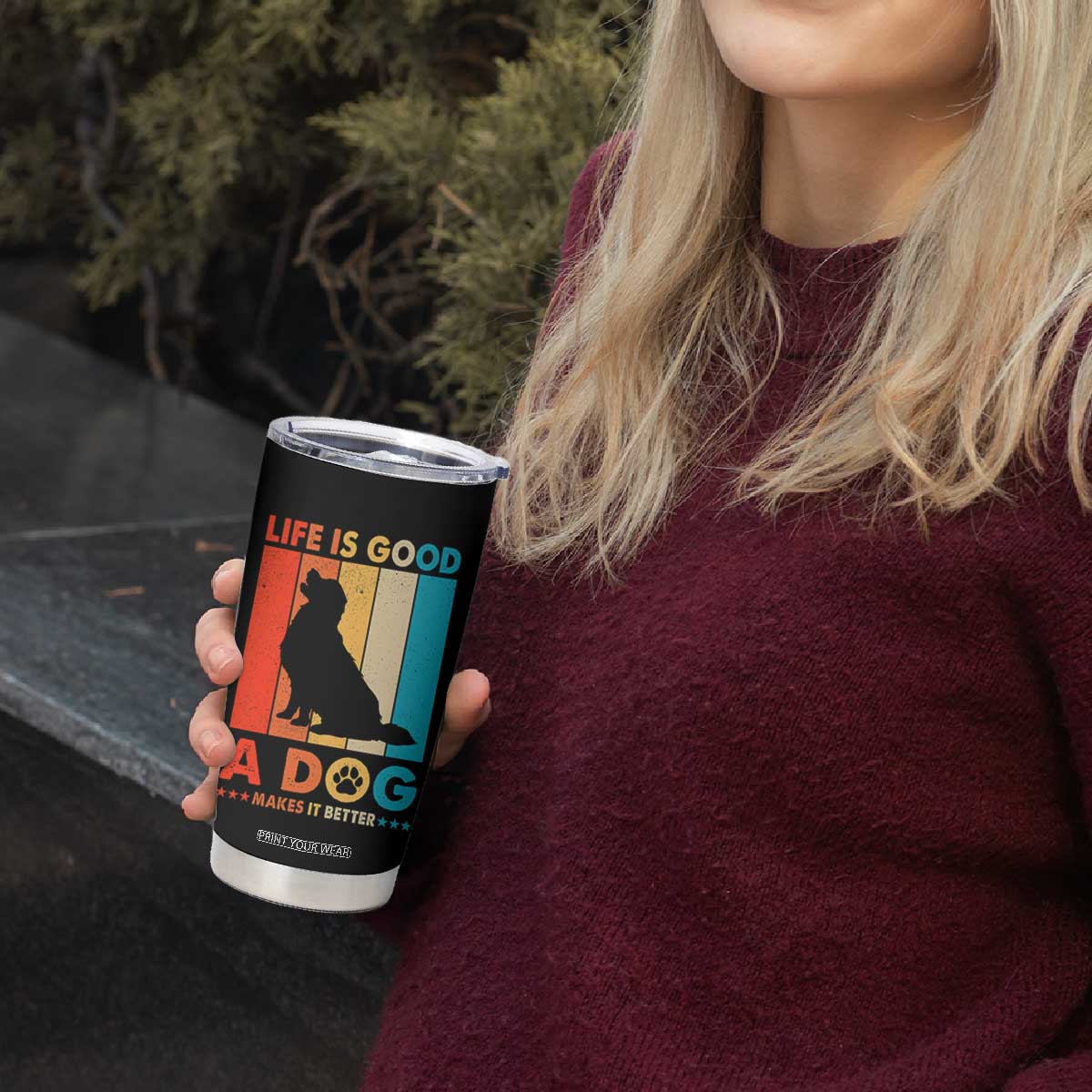 Gift For Dog Lovers Tumbler Cup Retro Life Is Better With A Dog TB10 Print Your Wear