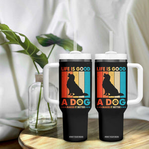 Gift For Dog Lovers Tumbler With Handle Retro Life Is Better With A Dog TB10 Print Your Wear