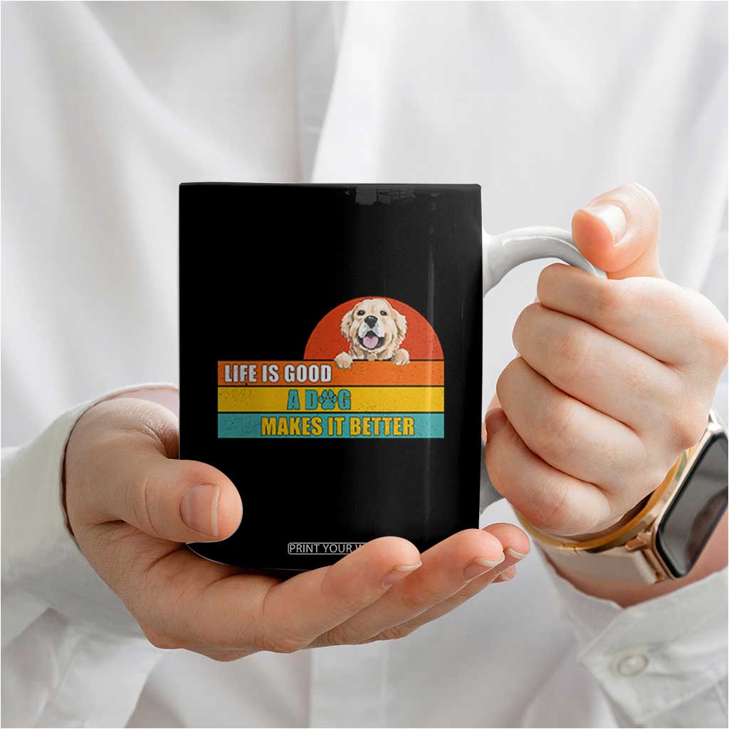 Gift For Dog Lovers Coffee Mug Cute Retro A Dog Makes It Better TB10 Print Your Wear