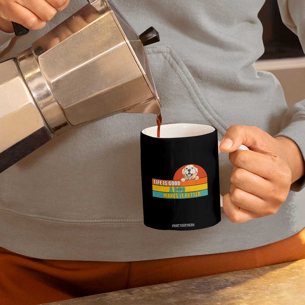 Gift For Dog Lovers Coffee Mug Cute Retro A Dog Makes It Better TB10 Print Your Wear