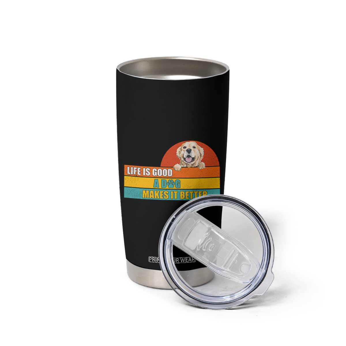 Gift For Dog Lovers Tumbler Cup Cute Retro A Dog Makes It Better TB10 Print Your Wear