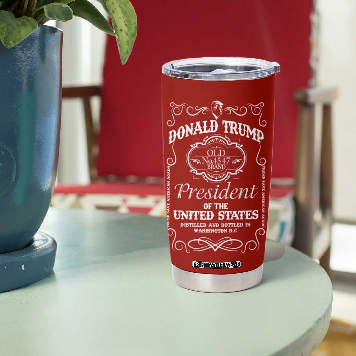 Trump 2024 Tumbler Cup President 45 47 Whiskey Sytle Red TB10 Print Your Wear
