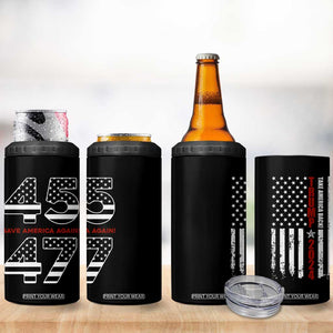 Trump 2024 4 in 1 Can Cooler Tumbler President 45 47 American Flag Black TB10 Print Your Wear