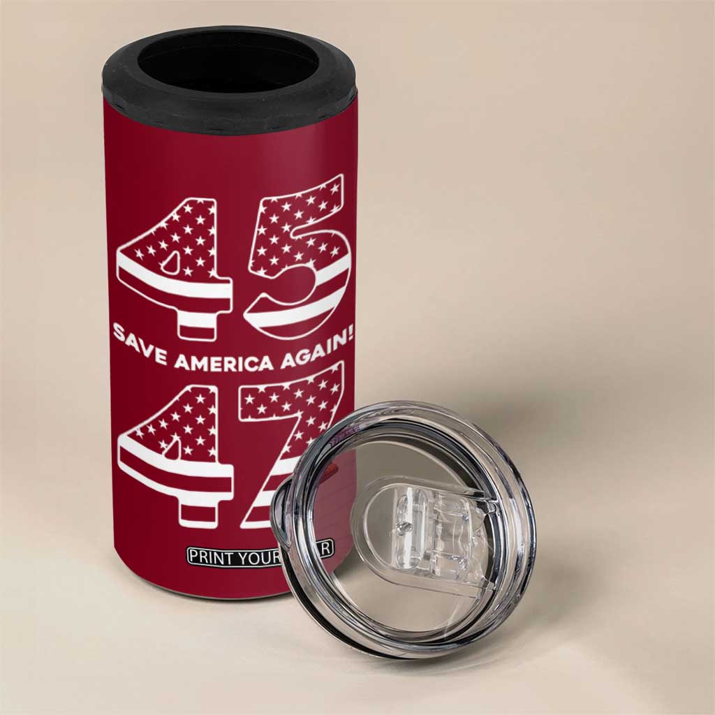 Trump 2024 4 in 1 Can Cooler Tumbler President 45 47 American Flag Red TB10 Print Your Wear