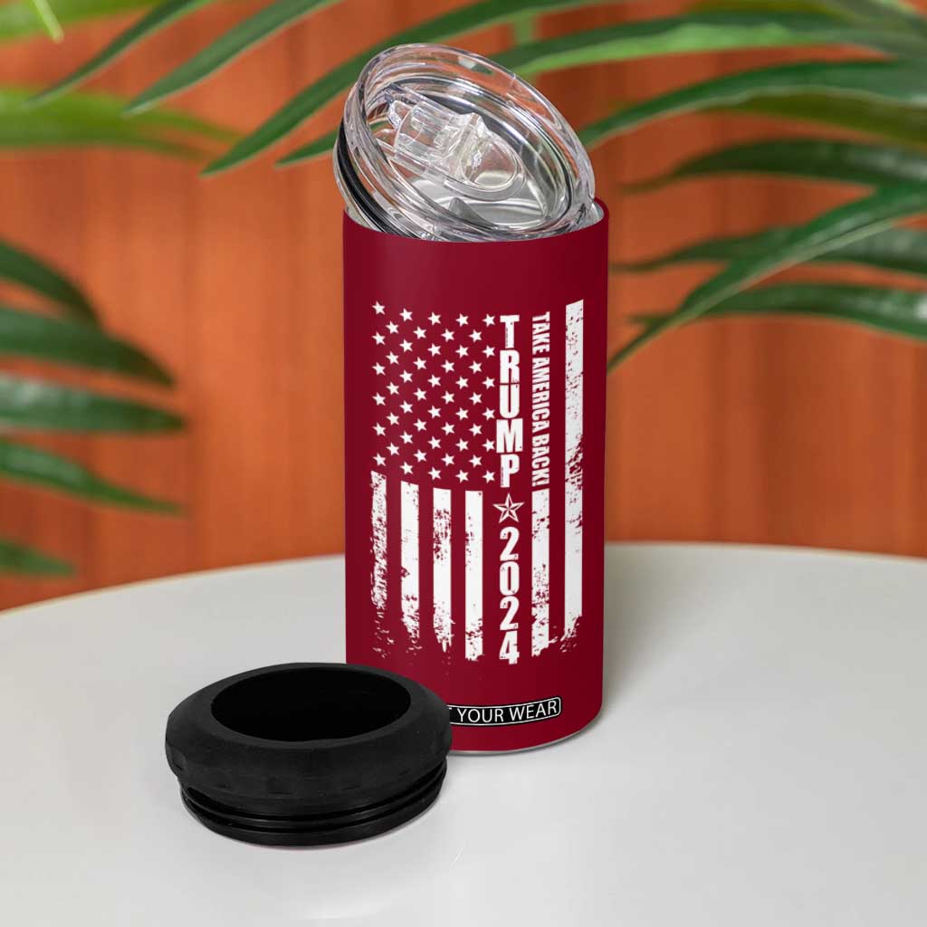 Trump 2024 4 in 1 Can Cooler Tumbler President 45 47 American Flag Red TB10 Print Your Wear