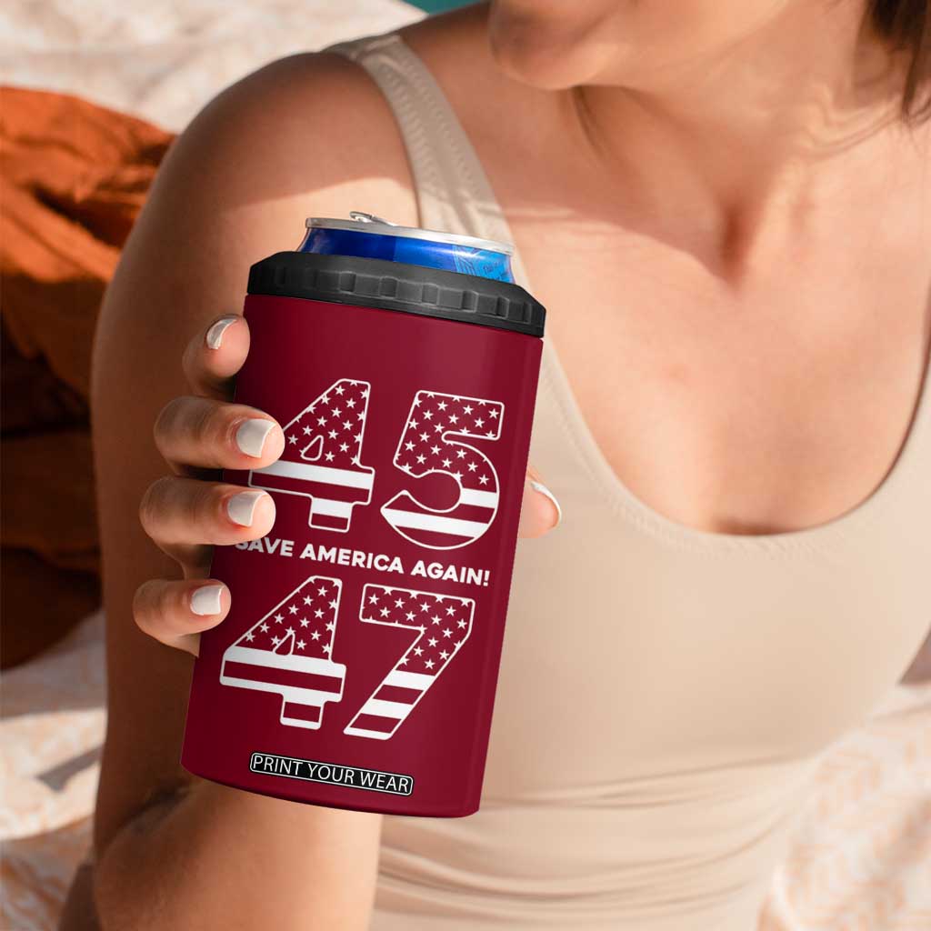 Trump 2024 4 in 1 Can Cooler Tumbler President 45 47 American Flag Red TB10 Print Your Wear