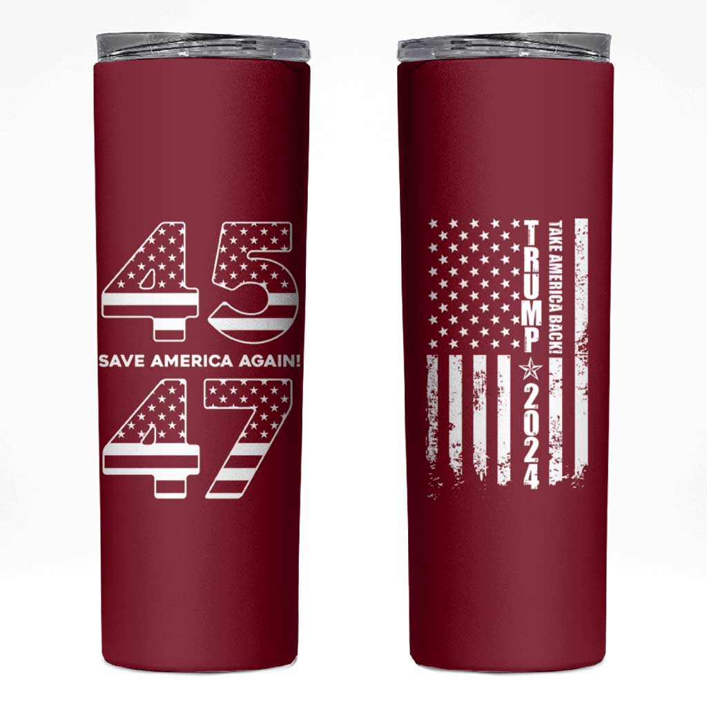 Trump 2024 Skinny Tumbler President 45 47 Whiskey Sytle Red TB10 Red Print Your Wear