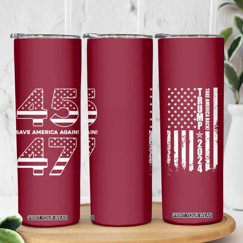 Trump 2024 Skinny Tumbler President 45 47 American Flag Red TB10 Print Your Wear